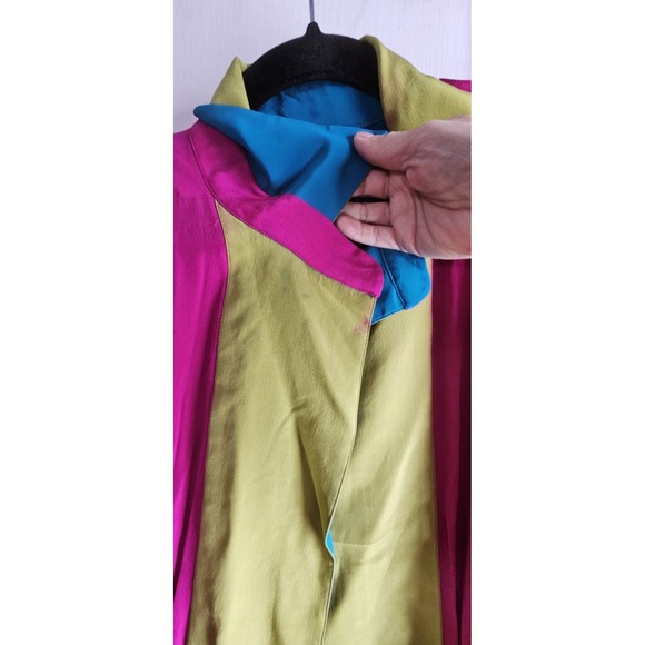 VTG Linda Allard for ELLEN TRACY Hongkong made woman Sz 4 Silk neon jacket - Picture 15 of 16